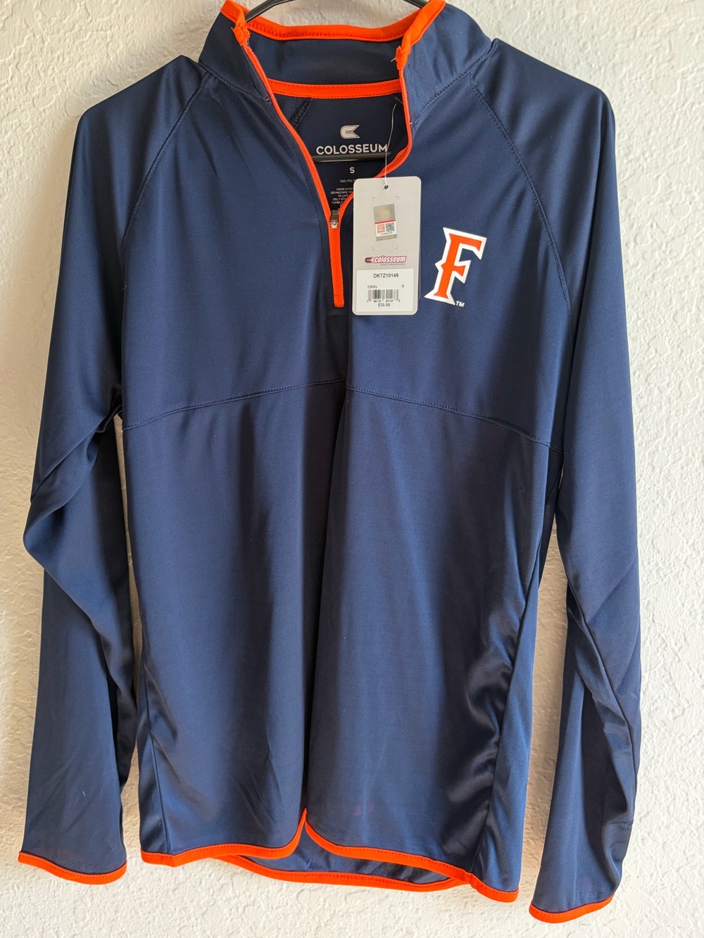 Cal State Fullerton Titans 1/4 Zip Lightweight Jacket - Men’s Small NWT